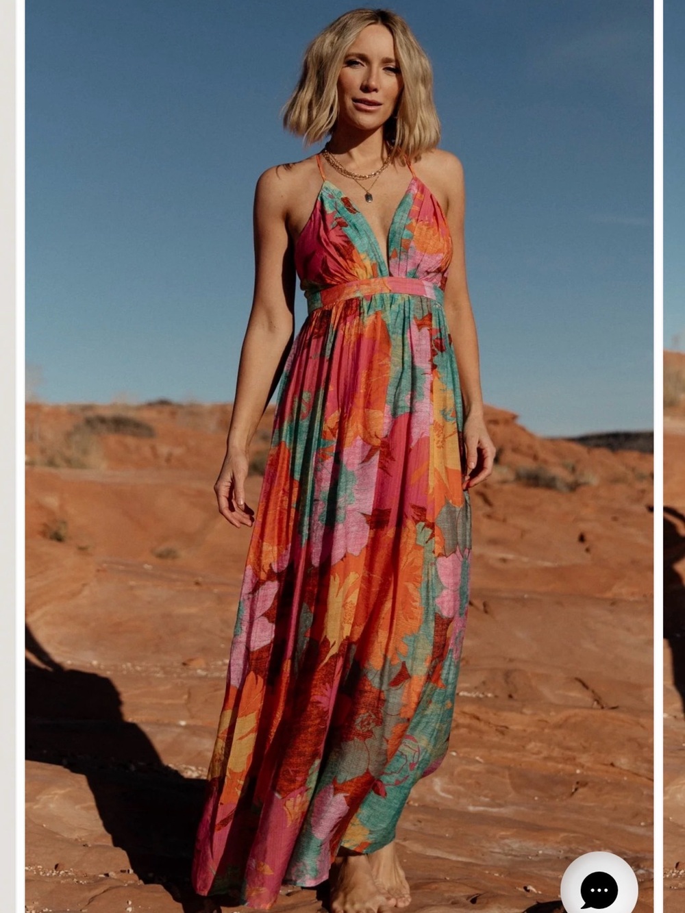 NWT Baltic Born Boho Floral Halter Maxi Dress in Multi-Color